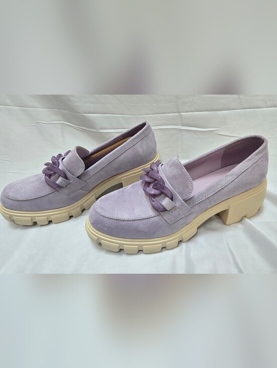 Ella Shoes - ShoeDazzle Elia Lavender Chunky Chain Loafers Size 11
